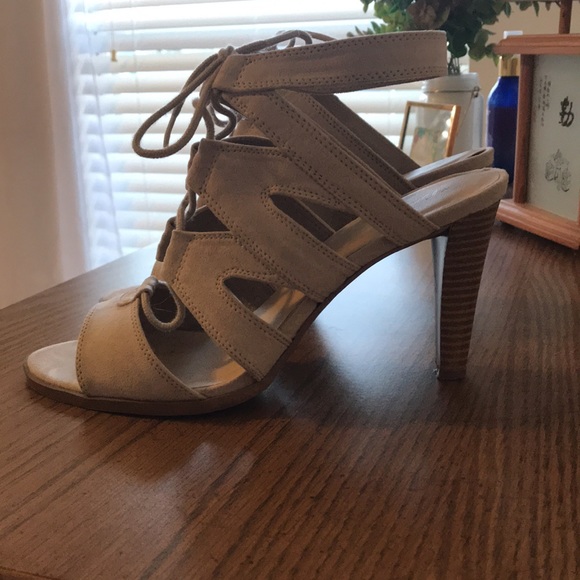 Nude Lace Up Heels - Picture 4 of 9